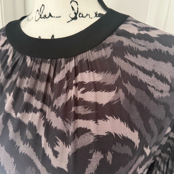 All Saints Fayre Remix Animal Printed Long Sleeve Black Handkerchief Midi Dress - Picture 5 of 14